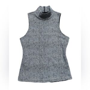Express Mock Neck Sleeveless Textured Knit Top Black White Women’s Medium